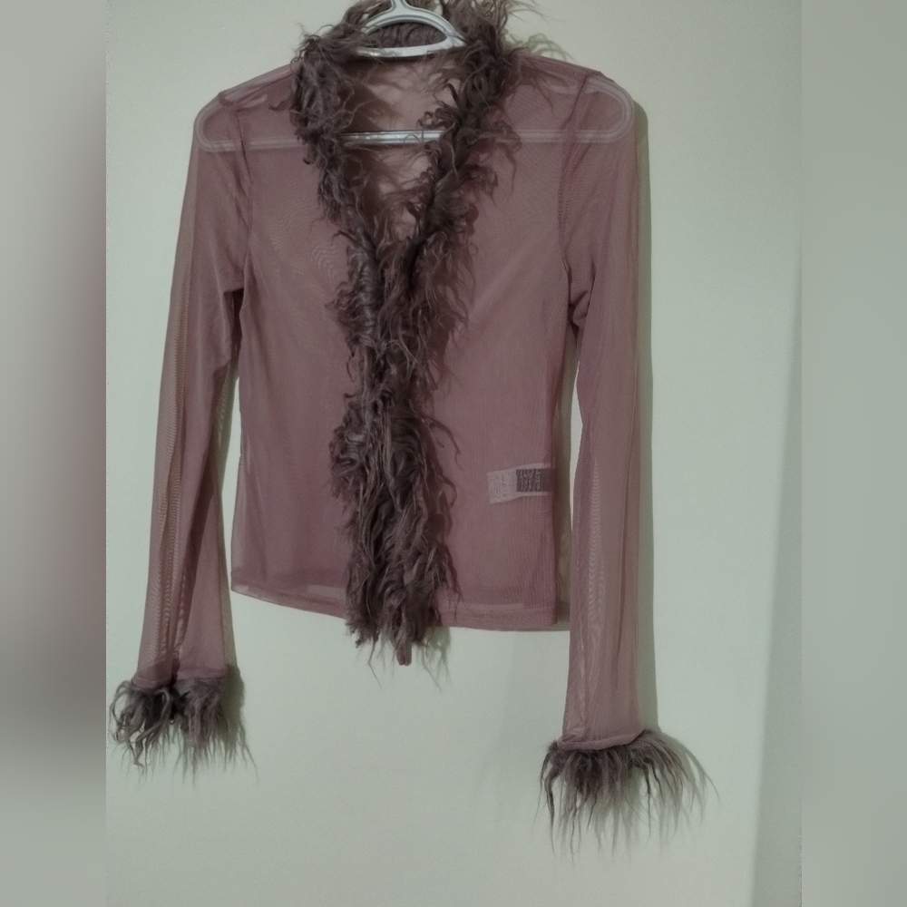 SHEIN Dusty Pink Mesh Cardigan